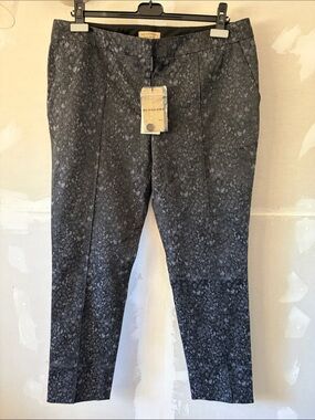 NWT Burberry Kenton Dark Gray Patterned Cropped Trousers size 14